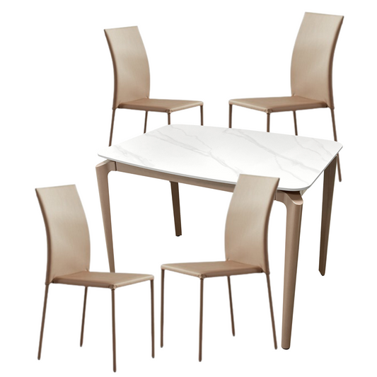 Latte 100cm 雲石紋岩板餐檯 配 2張 Miso餐椅