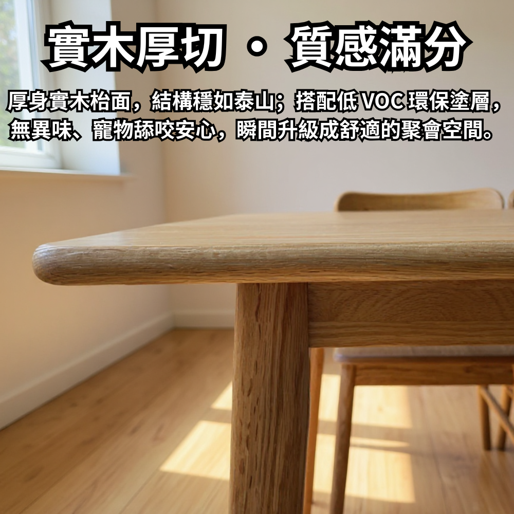 100%美國實木餐枱 ｜白橡色開合餐檯套裝