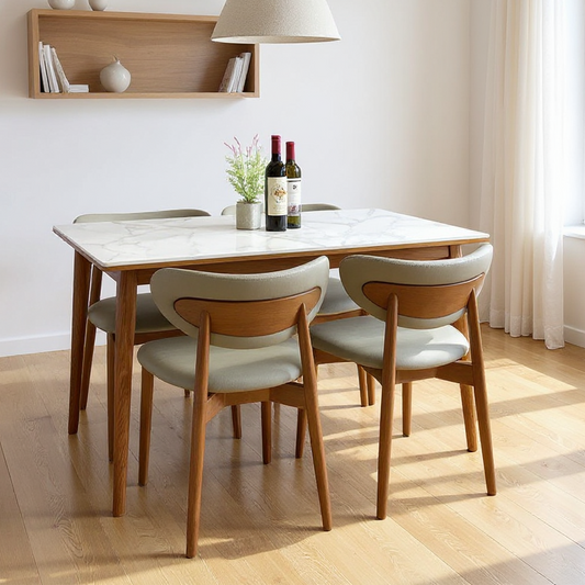 美貌與實力並重,美國(100%全實木)拼白色岩板開合餐檯 (白)