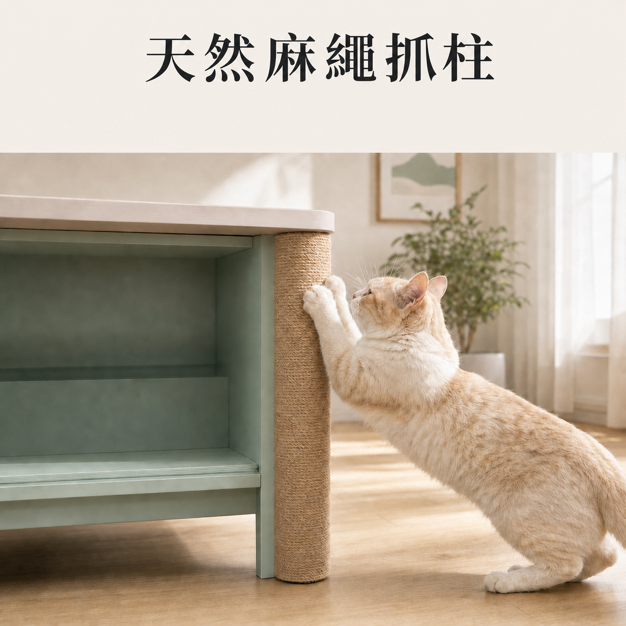 天然麻繩抓柱 — 貓咪磨爪細節