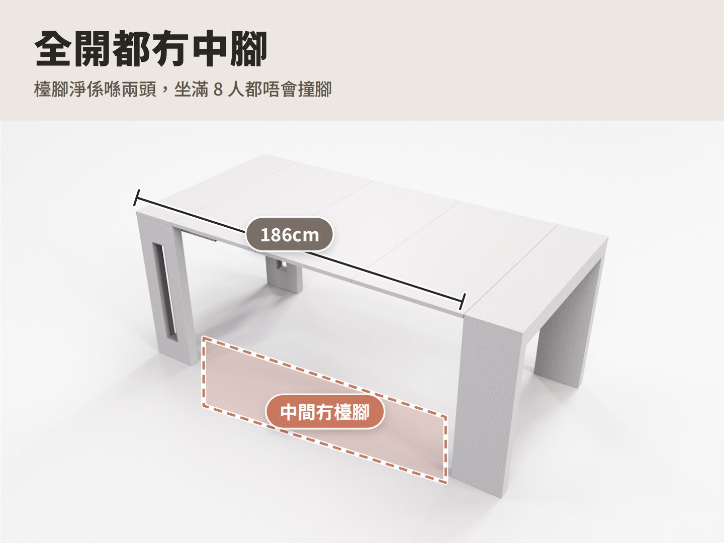Milano 全開 186cm，中間冇檯腳